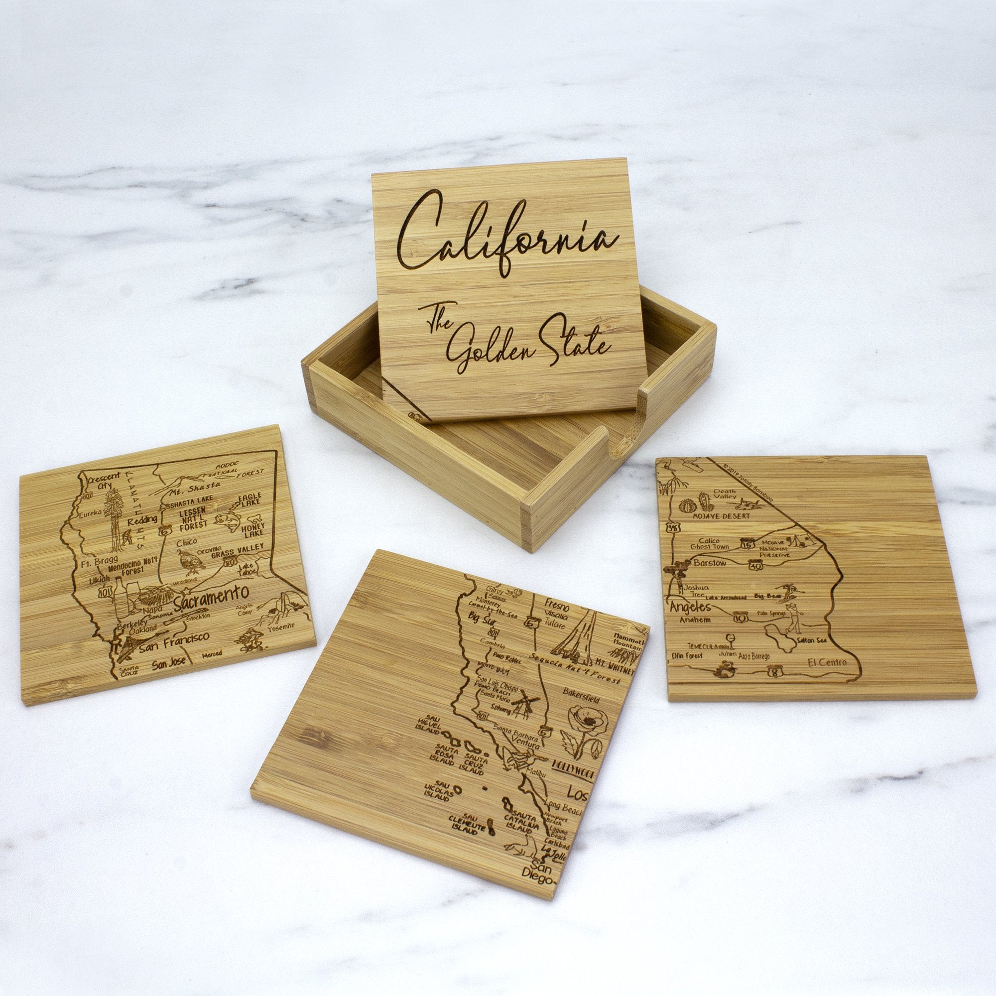California Puzzle 4-Pc. Coaster Set with Case