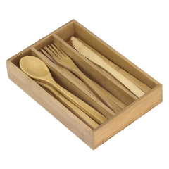 12-Piece Bamboo Flatware Set with Portable Storage Case