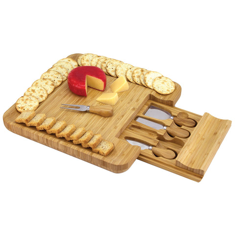 Cheese Board and 4-Pc. Knife Set with Storage Drawer