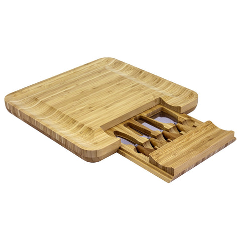 Cheese Board and 4-Pc. Knife Set with Storage Drawer