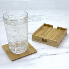 4-Pc. Bamboo Coaster Set with Case