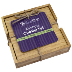 4-Pc. Bamboo Coaster Set with Case