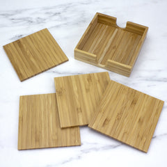 4-Pc. Bamboo Coaster Set with Case