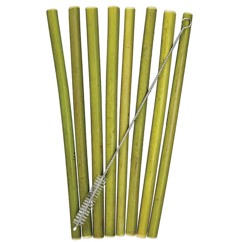 Reusable Bamboo Drinking Straws (8-Pack with Cleaning Brush)