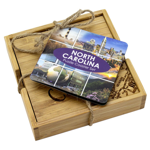 North Carolina Puzzle 4-Pc. Coaster Set with Case