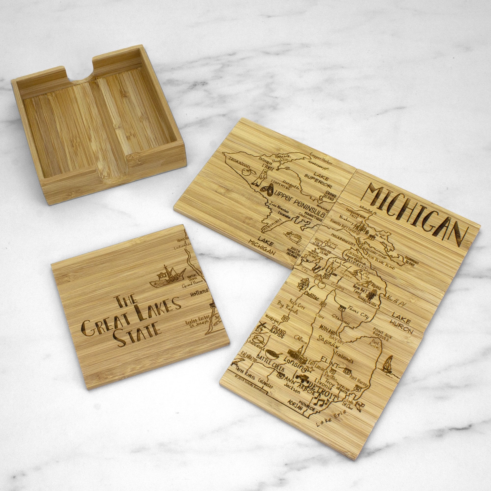 Michigan Puzzle 4-Pc. Coaster Set with Case