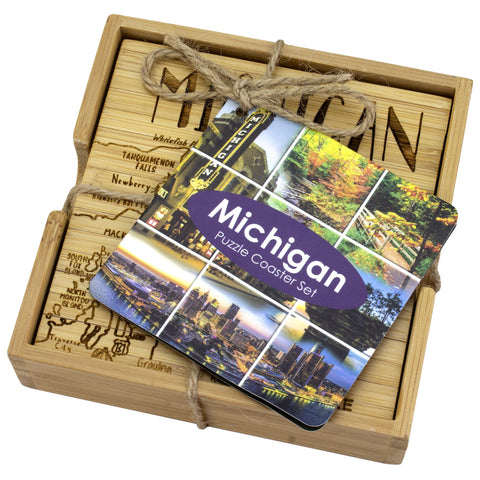 Michigan Puzzle 4-Pc. Coaster Set with Case