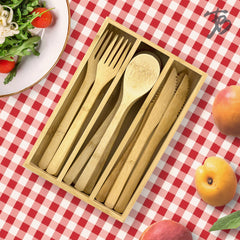 12-Piece Bamboo Flatware Set with Portable Storage Case