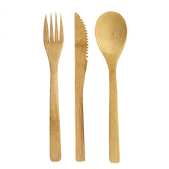 12-Piece Bamboo Flatware Set with Portable Storage Case