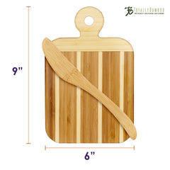 Striped Paddle Serving and Cutting Board and Spreader Knife Gift Set